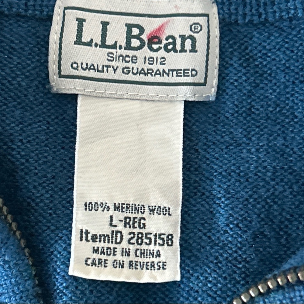 L.L. Bean Men's Teal Quarter Zip Sweater 100% Merino Wool - Picture 7 of 13